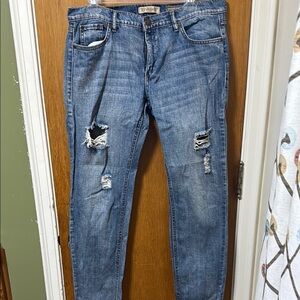 Nine West Blue Distressed Women's Straight Leg Jeans